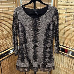 Style & Co. Black and Gray Patterned Blouse
